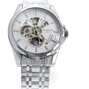 Mason Men's Luxury Skeleton Watch Mechanical Movement with Transparent Dial